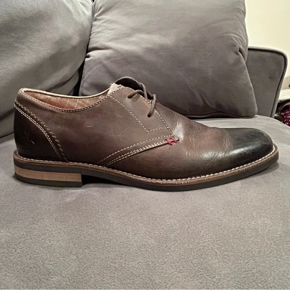 Original Penguin Mens Wade OP100197 Brown Leather Oxford Dress Shoes Size 9.5